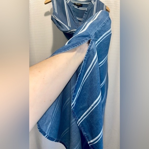 Women’s Tencel‎ white&blue midi sleeveless shirt dress Sz small - Picture 5 of 11